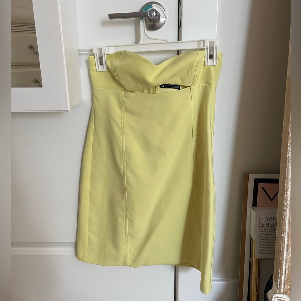 Zara Yellow Mini Cut-Out Dress